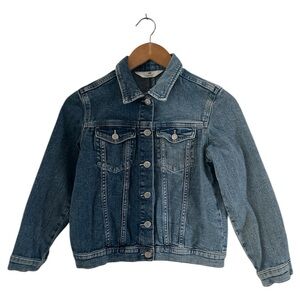 H&M Trucker Style Two-Tone Blue Denim Jean Jacket Size 10